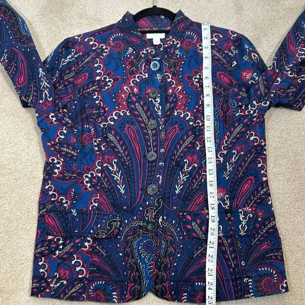 Charter Club Multicolor Paisley Print Jacket Art to Wear Stretch Women Large
